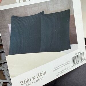 Black Euro Sham Pillow Cover 26in x 26in Textured Quilted Style‎ by INK+IVY